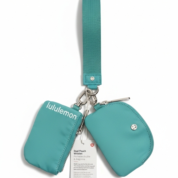 lululemon athletica Handbags - Lululemon Aqua Dual Pouch Wristlet